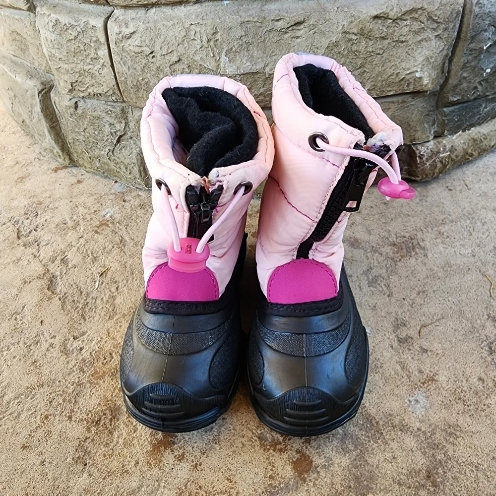 Pink and Black Kamik Girls Snow Boots Size 8